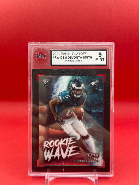 2021 DEVONTA SMITH PANINI PLAYOFF ROOKIE WAVE- KSA 9 MINT