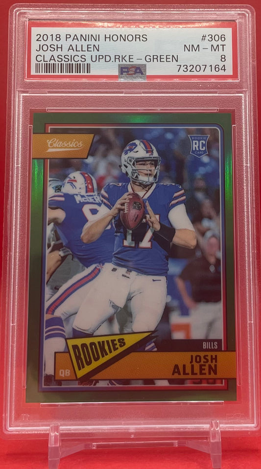 2018 JOSH ALLEN PANINI HONORS CLASSICS UPD.RKE GREEN - PSA 8