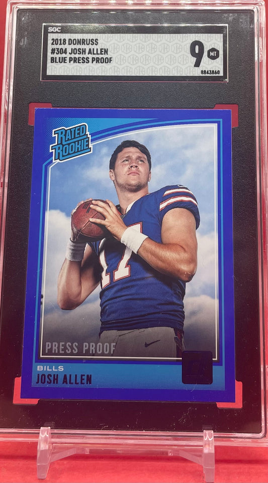 2018 #304 JOSH ALLEN BLUE PRESS PROOF DONRUSS - SGC 9 MT