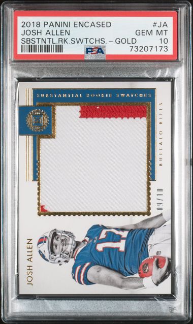 2018 #JA JOSH ALLEN PANINI ENCASED PATCH 9/10 POP 1 NONE HIGHER - PSA 10 GEM MT