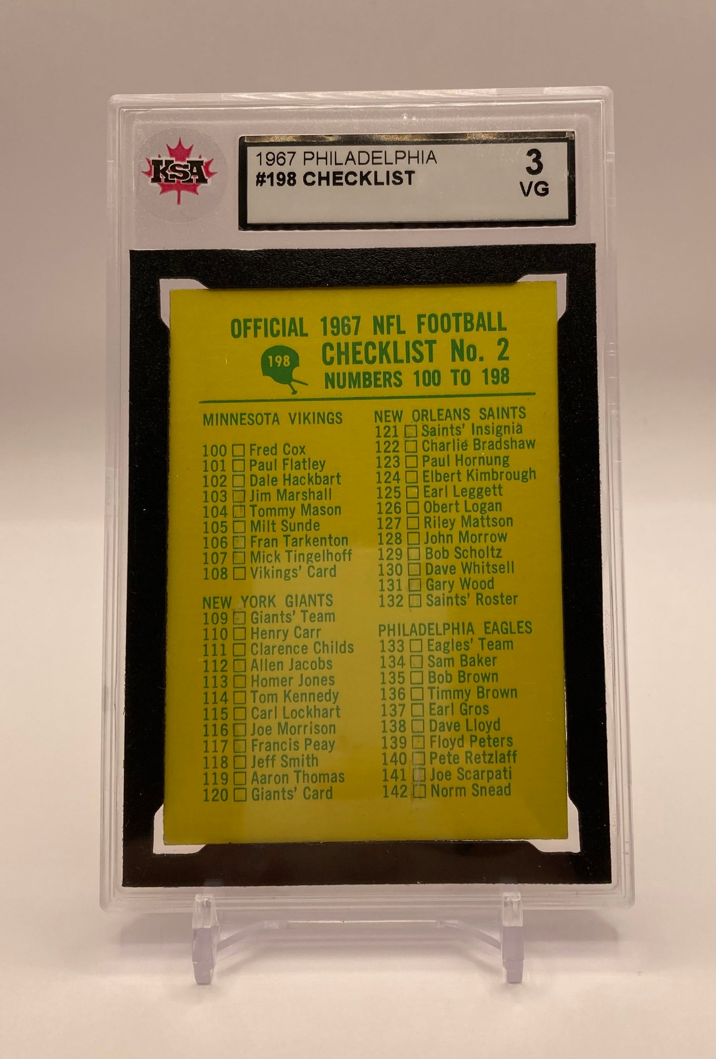 1967 #198 CHECKLIST PHILADELPHIA #2 100-198 - KSA 3 VG