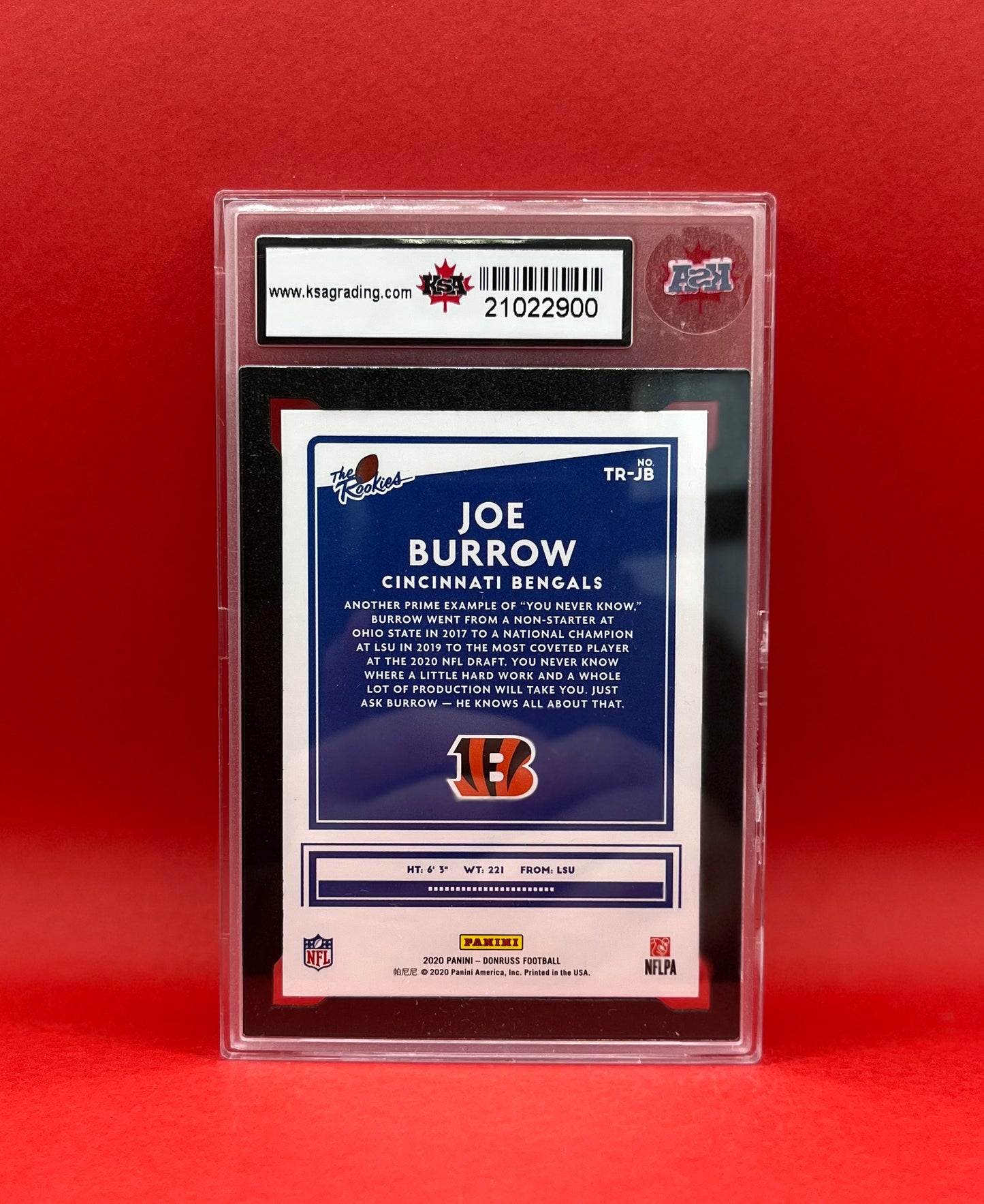 2020 #TR-JB JOE BURROW PANINI DONRUSS THE ROOKIES - KSA 8.5 NMM+