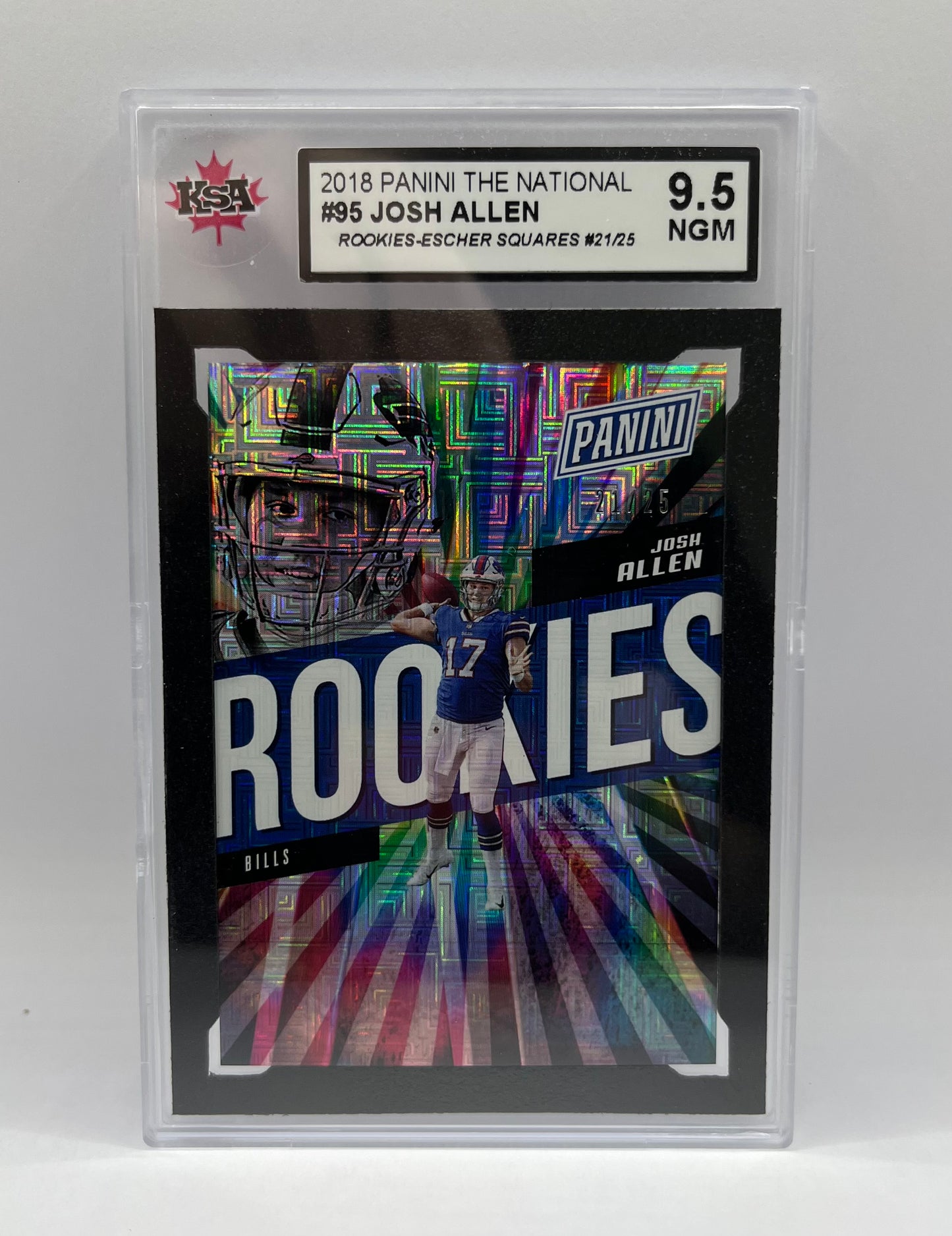 2018 #95  JOSH ALLEN PANINI THE NATIONAL ROOKIES ESCHER SQUARES 21/25 - KSA 9.5 NGM