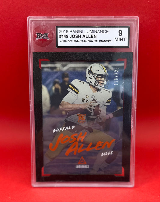 2018 #149 JOSH ALLEN PANINI LUMINANCE ORANGE 156/225 - KSA 9 MINT