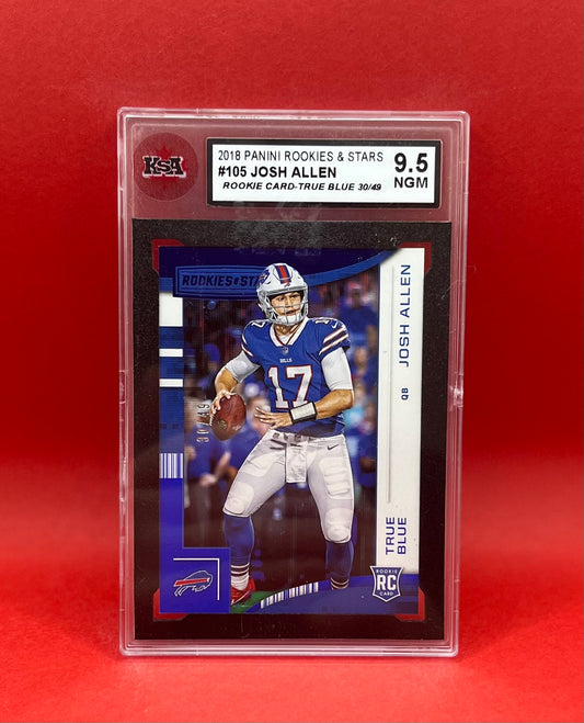 2018 #105 JOSH ALLEN PANINI ROOKIES & STARS TRUE BLUE 30/49 - KSA 9.5 NGM