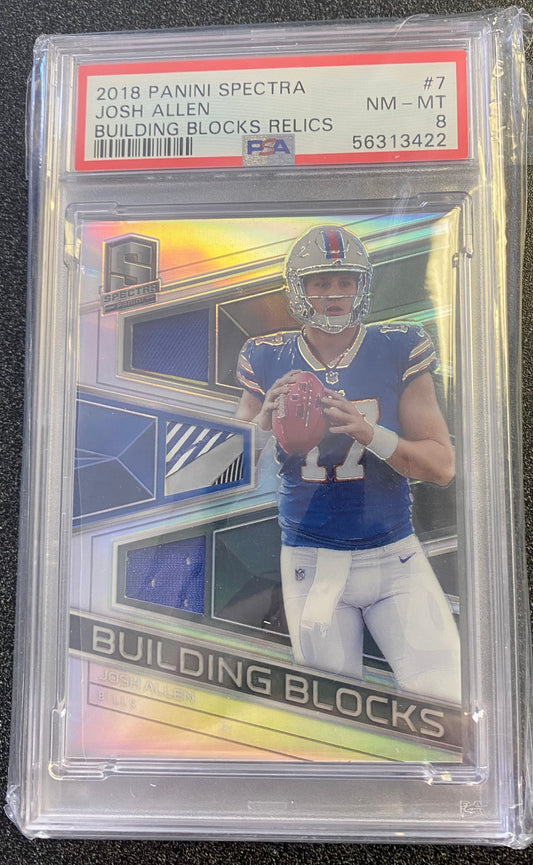 2018 #7 JOSH ALLEN PANINI SPECTRA BUILDING BLOCKS RELICS 67/99 - PSA 8 NM-MT