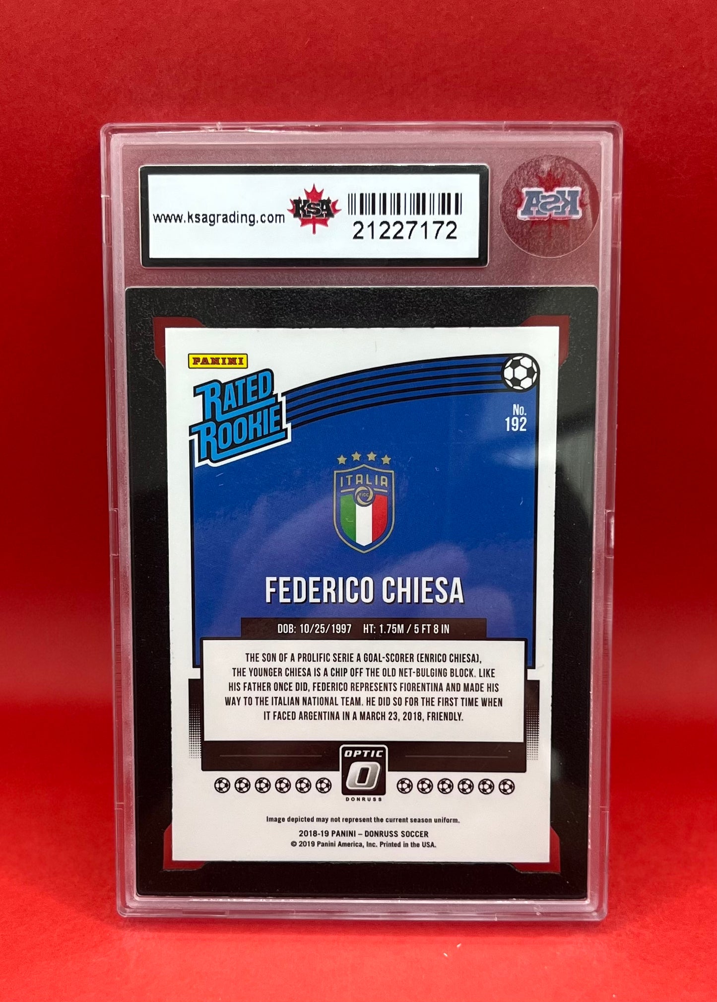 2018-19 #192 FEDERICO CHIESA PANINI DONRUSS OPTIC - KSA 9.5 NGM