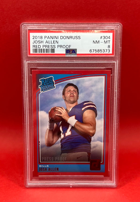 2018 #304 JOSH ALLEN PANINI DONRUSS RED PRESS PROOF - PSA 8 NM-MT