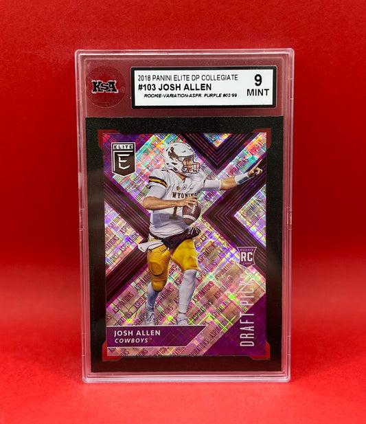 2018 #103 JOSH ALLEN PANINI ELITE DP COLLEGIATE PURPLE 02/99 - KSA 9 MINT