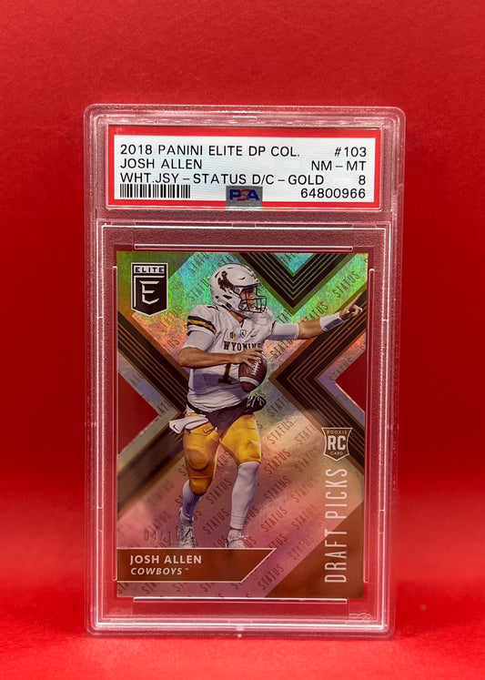 2018 #103 JOSH ALLEN PANINI ELITE DP COLLEGIATE GOLD - PSA 8 NM-MT