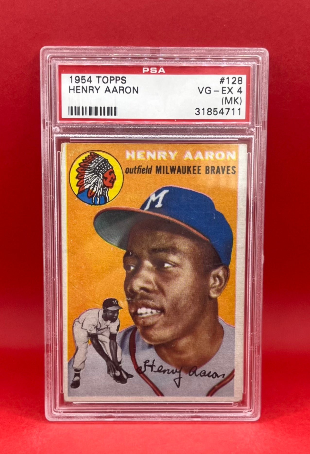 1954 #128 HANK AARON TOPPS - PSA 4 VG-EX (MK)