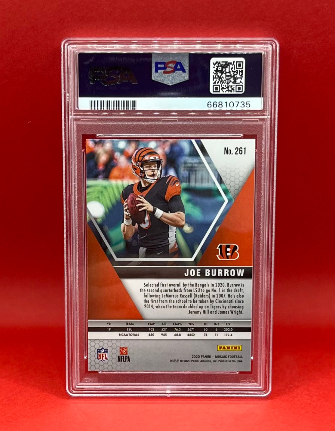 2020 #261 JOE BURROW PANINI MOSAIC - PSA 9 MINT