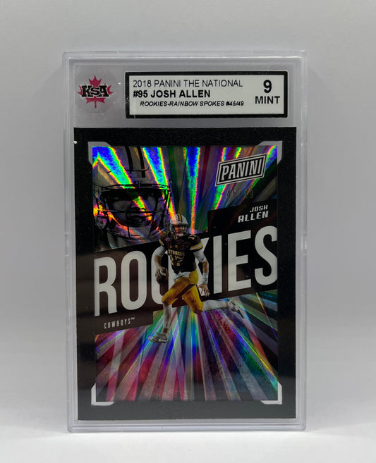 2018 #95 JOSH ALLEN PANINI THE NATIONAL ROOKIES RAINBOW SPOKES 45/49 - KSA 9 MINT