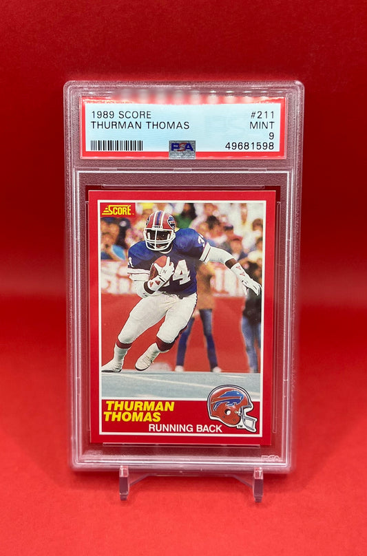 1989 #211 THURMAN THOMAS SCORE - PSA 9 MINT