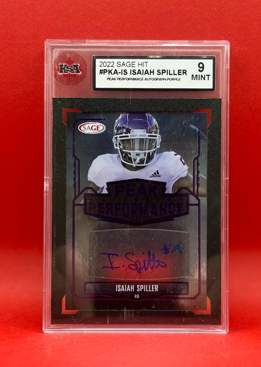 2022 #PKA-IS ISAIAH SPILLER SAGE HIT PURPLE AUTO - KSA 9 MINT