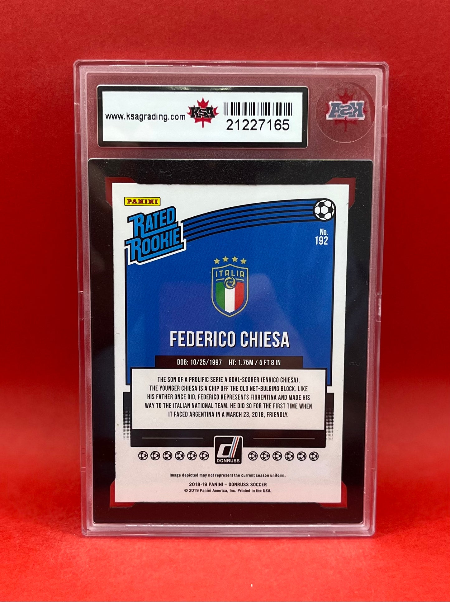 2018-19 #192 FEDERICO CHIESA PANINI DONRUSS RED PRESS PROOF - KSA 9 MINT