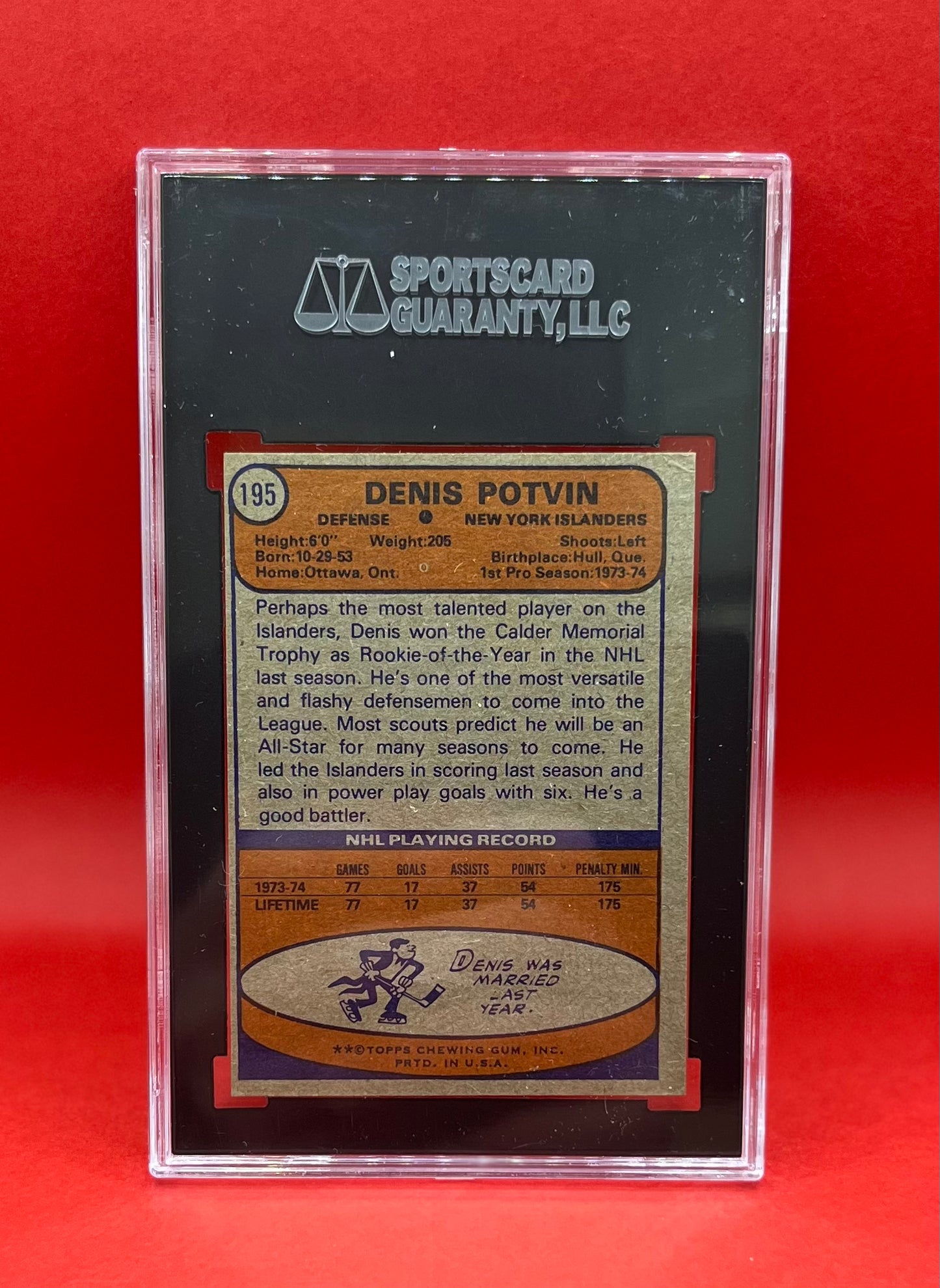 1974-75 #195 DENIS POTVIN TOPPS - SGC 6.5 EX-NM+