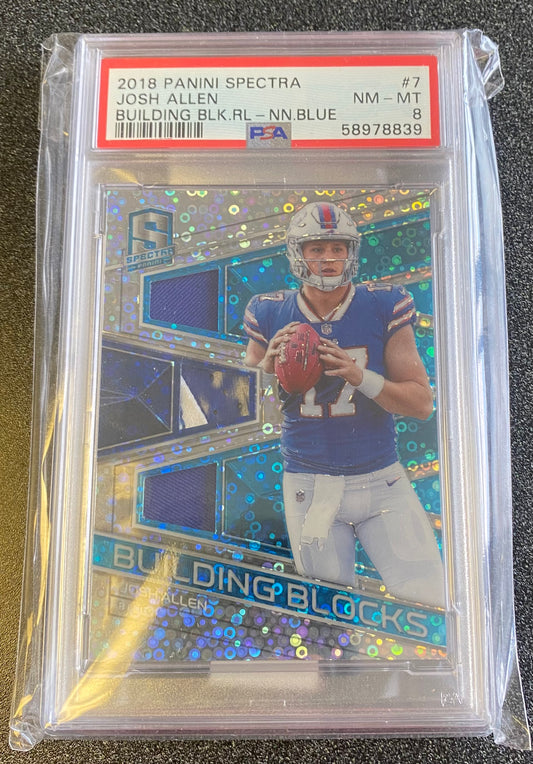 2018 #7 JOSH ALLEN PANINI SPECTRA BUILDING BLOCKS DISCO BLUE 44/50 - PSA 8 NM-MT