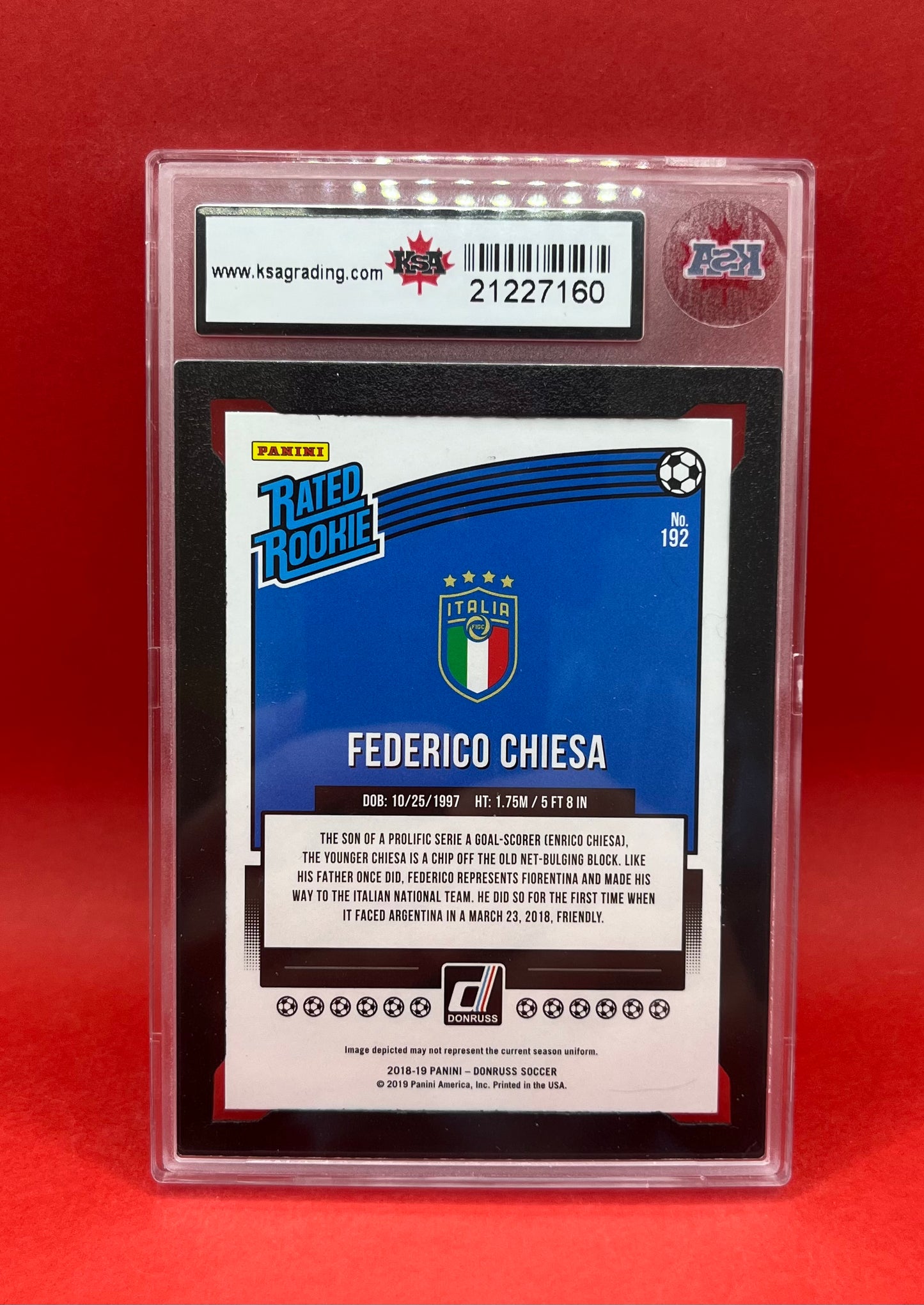 2018-19 #192 FEDERICO CHIESA PANINI DONRUSS RED PRESS PROOF - KSA 9 MINT