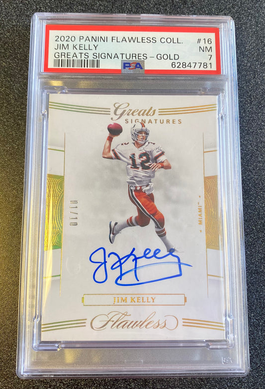 2020 #16 JIM KELLY PANINI FLAWLESS 01/10 - PSA 7 NM