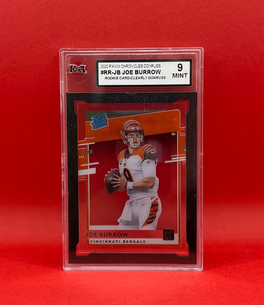 2020 #RR-JB JOE BURROW PANINI CHRONICLES DONRUSS CARD-CLEARLY - KSA 9 MINT