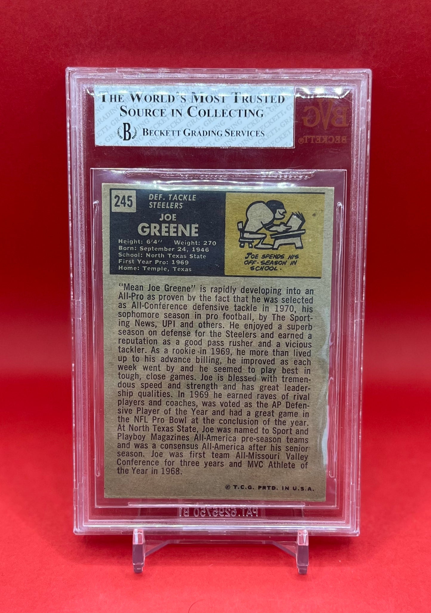 1971 #245 JOE GREENE TOPPS - BECKETT 4.5 VG-EX+