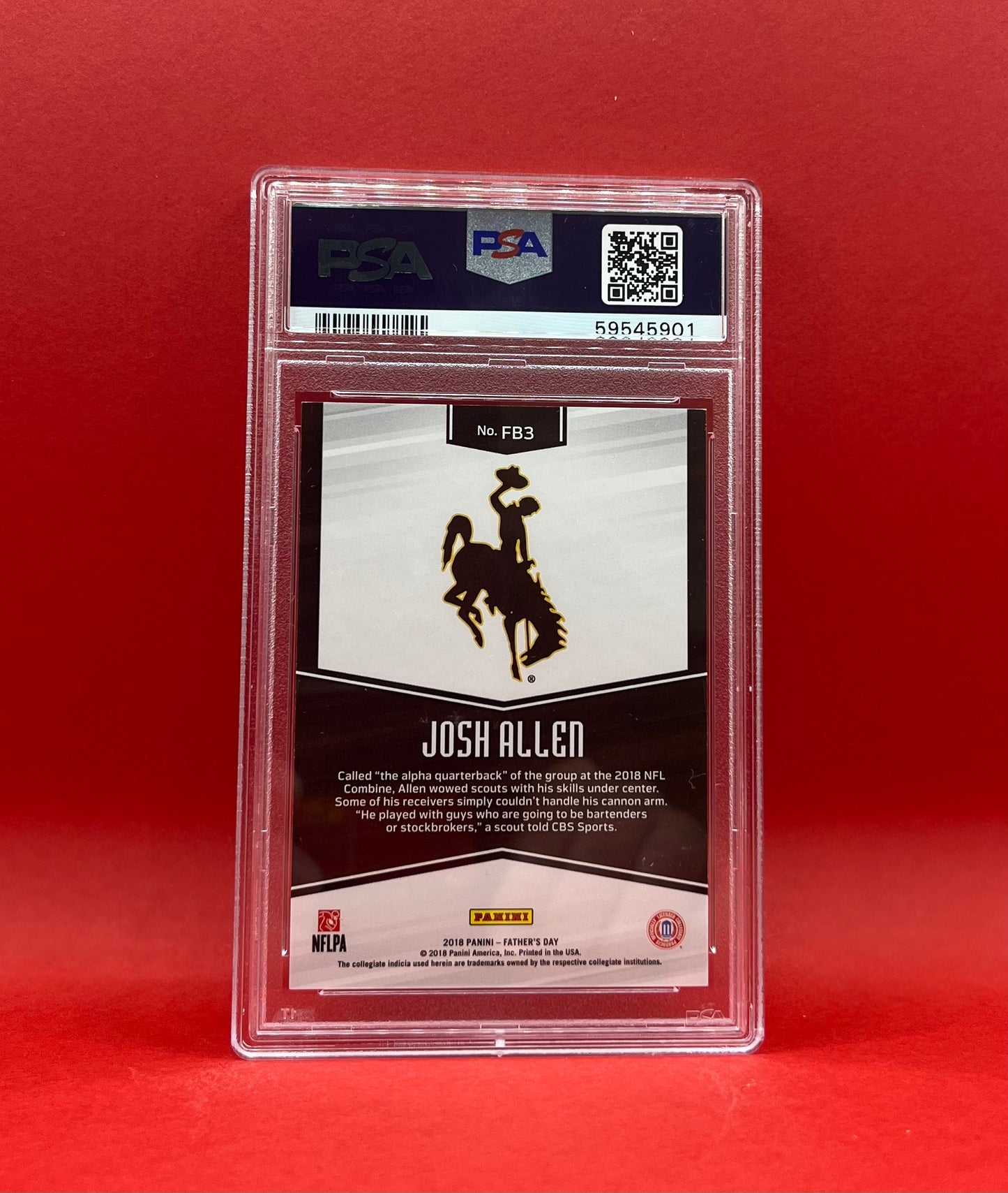 2018 #FB3 JOSH ALLEN PANINI FATHERS DAY 28/50 - PSA 9 MINT