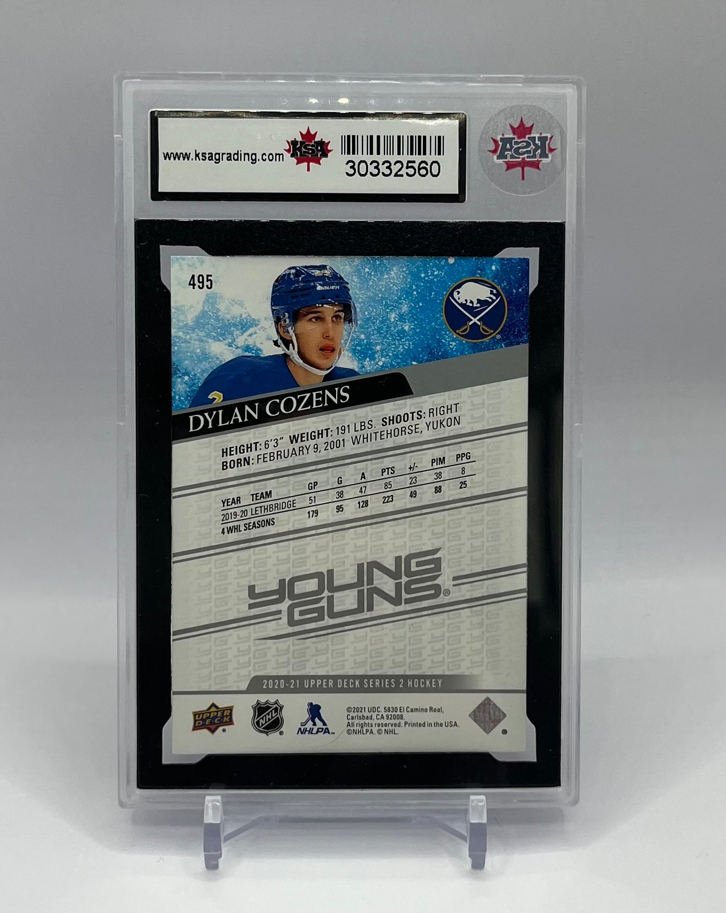 2020-21 #495 DYLAN COZENS UPPER DECK - KSA 9.5 NGM