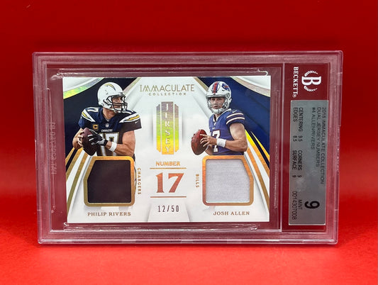 2018 #DJ-4 JOSH ALLEN/PHILIP RIVERS IMMACULATE COLLECTION 12/50 - BECKETT 9 MINT