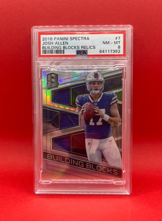 2018 #7 JOSH ALLEN PANINI SPECTRA BUILDING BLOCKS RELICS 20/99 - PSA 8 NM-MT